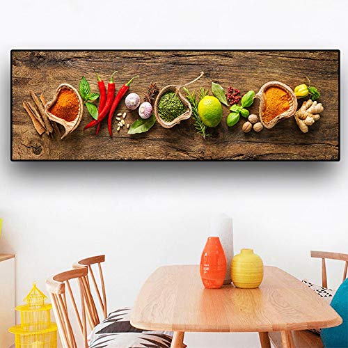 Tableau cuisine poivrons cuillère grand format horizontal pour mur vide