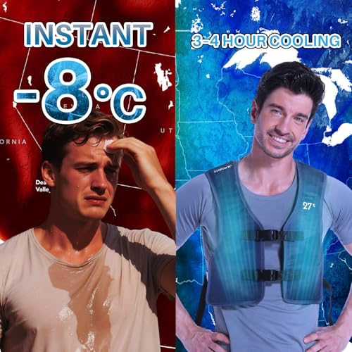 Image of Auto-Freezing Cooling Vest for Men and Women, 27C /80.6F Ice Vest for Garage, Yardwork, Poolside, Backyard, BBQs