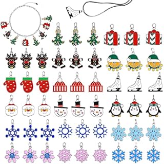 ueslwser 51 Pcs Christmas Charms for Jewellery Making, Christmas Enamel Gold Charms for Jewelry Making, Assorted Gold Charms for Christmas DIY Necklace Bracelet Earrings Making Crafting Decoration