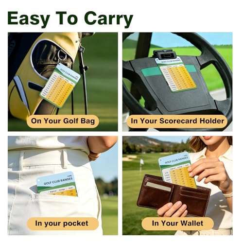 Image of 2 Pack Golf Club Distance Card, Waterproof Yardage Chart Card, Credit Card Size and Easy Carry, Quick Reference Guide with Clip, Golf Bag Accessories for Men Women Golfers | Durable、Hassle-Free、Pocket-Sized、Great Gift