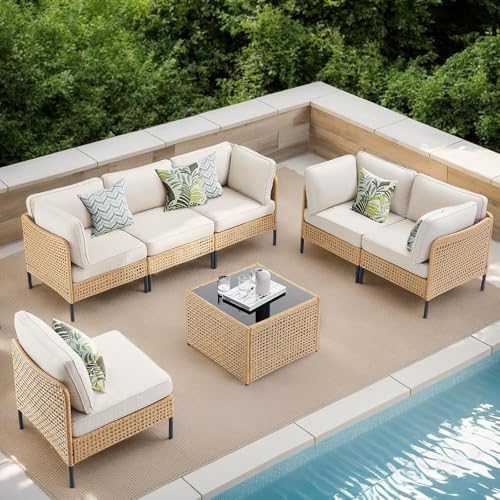 Belord Large Outdoor Sectional 7-Piece, Boho Patio Sets for Outside
