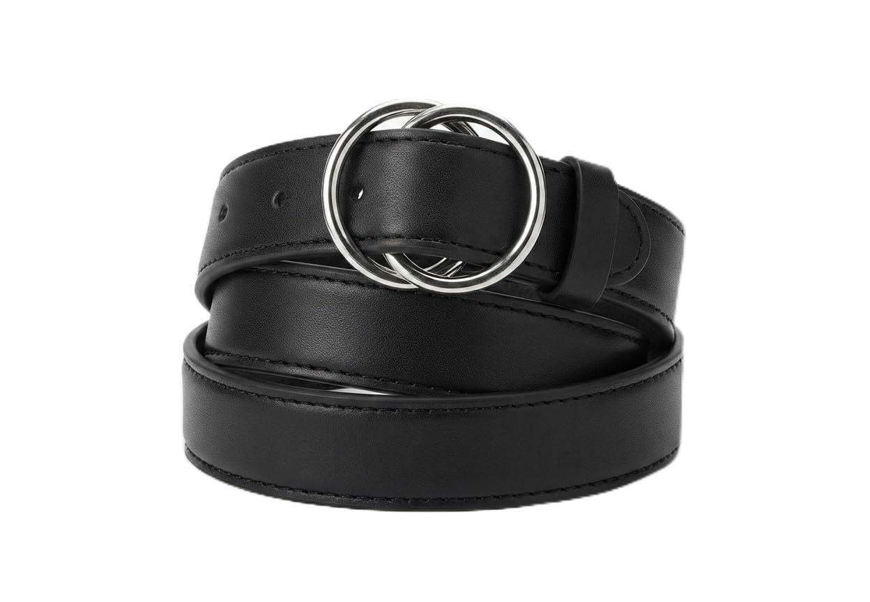 Women's faux Leather Formal Belt for Women Stylish Girl Slim Casual Office Wear Belt Ladies Fashion Belt for Jeans, Dresses Trousers 25MM (1" inch) Waist Size 36" Inches - Black-image-44