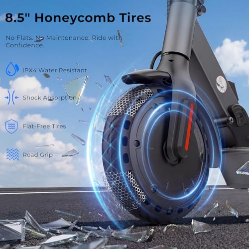 Image of Electric Scooter - Electric Scooter Adults, 500W Motor, 21 MPH, 21 Miles Max Range, APP Control, Double Braking Systems, 8.5'' Tire, Foldable E Scooter Teens