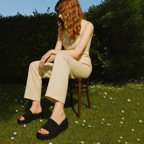 CUSHIONAIRE Pim Wedge Chunky Platform Womens Sandals with Firm Knit Upper & Memory Foam Summer Sandals for Women3