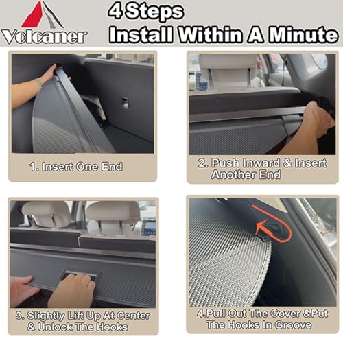 Image of Cargo Cover for 2011-2021 Jeep Grand Cherokee Accessories, Carbon Fiber Look Retractable Luggage Security Shield Shade Privacy Trunk Cover(Not for 2021 Winter and 2022 Grand Cherokee L)