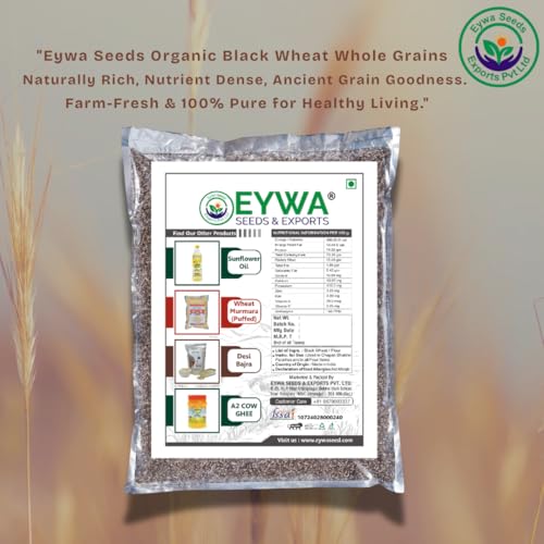 Image of Eywa Seeds & Exports Pvt Ltd Organic Black Wheat Whole Grains (10 Kg) for Eating and Cooking | Kale Gehu Daane | Produce of India From Organic Farms By Eywa