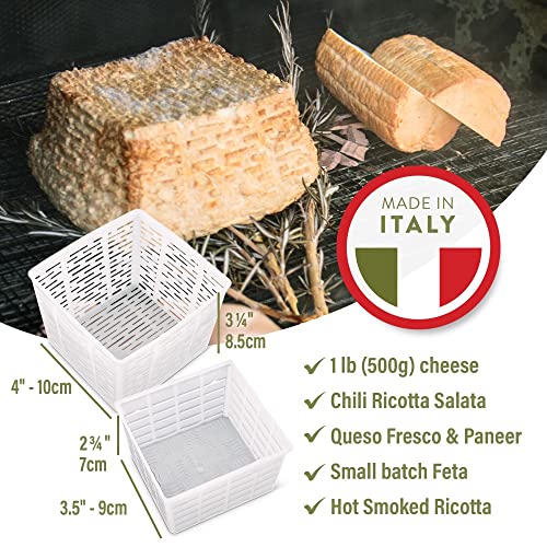 Easy-Cheesemaking-Set-5-Cheese-Molds-Cheese-Making-Book-Made-in-Italy-Recipes-to-Make-Ricotta-Paneer-Goats-Cheese-Quark-and-More-Professional-Cheese-Press-Basket-Mold-Set-of-Strainers