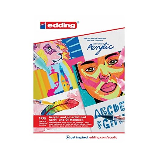 edding 30010 bloc de láminas para pintura acrílica y al óleo - blanco - 10 hojas en A3 - papel grueso para pintar (300 g/m²) - similar al lienzo, sin ácidos, ideal para profesionales y principiantes