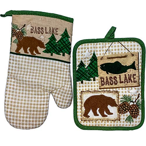 Countrylivingbasslake100cottonovenmittpotholderset Urban Country Home Decor Country living bass lake 100 cotton oven mitt pot holder set urban country home decor