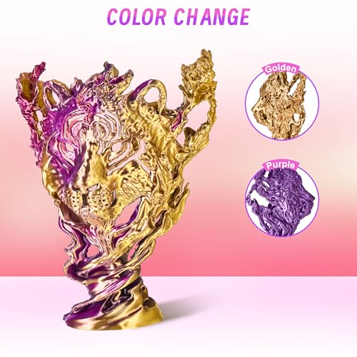 Image of ERYONE Silk Filament PLA+ 1.75mm Shiny 3D Printer Filament, Multicolor PLA 2 in 1, 1kg (2.2LBS) /Spool, HS Silk Dual Color Gold & Purple