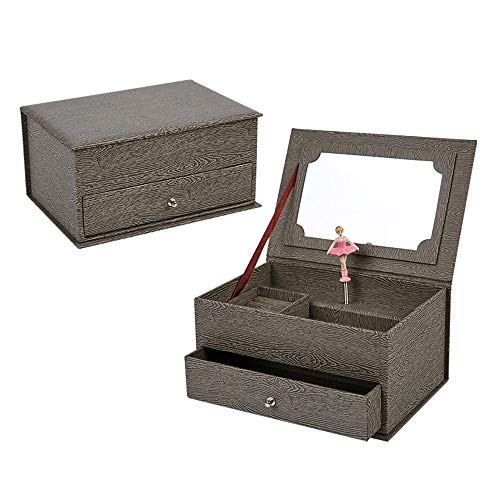 Preisvergleich Produktbild RENJIANFENG Ballerina Spieluhr Schmuckschatulle,Rotierende Tanzprinzessin Kinderspieluhr, Musik Mit Ausziehbarer Schublade, Jewel Aufbewahrungskoffer, Geburtstagsgeschenkbox,Schwarz