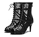 MINITOO Damen Latin Standard Tanzschuhe Mesh Abend Sandalen Stiefeletten Sommer Sexy Tanzstiefel L555 Schwarz EU 40