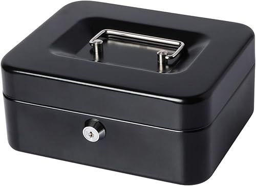 Vista 79 de Caja de dinero pequeña con bandeja de dinero y cerradura, caja de dinero de metal para efectivo, caja de seguridad 7.87 x 6.3 x 3.54 pulgadas