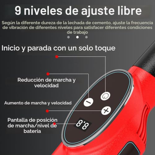 Miniatura 5 de Vibrador De Hormigón, 21v Regla Eléctrica Con 2 Baterías De 2,000 Mah, Extractor 60w 6000rpm, Alisadora De Acero Inoxidable 1,5m