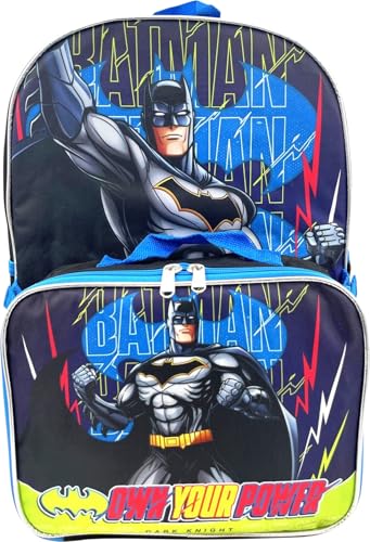 Ruz Batman Dark Knight 16 Inch Backpack With Detachable Matching Lunch Box