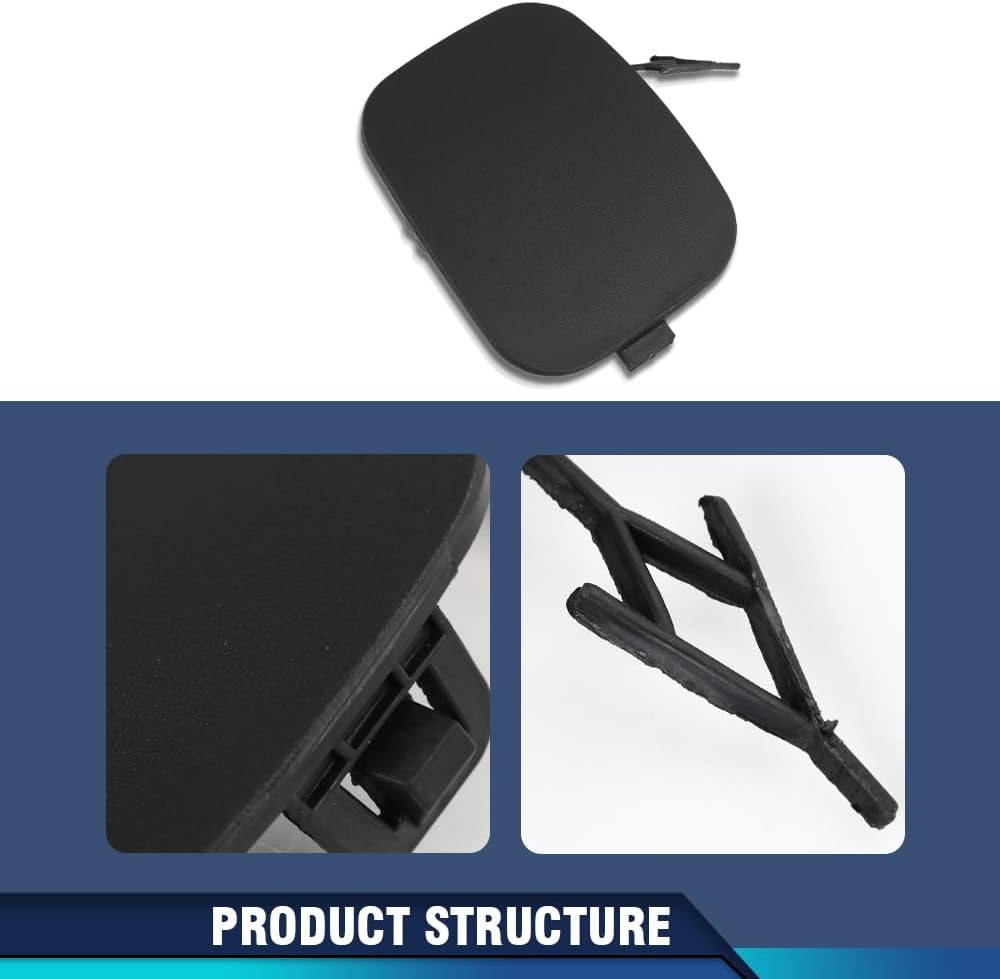 PIT66 Rear Bumper Tow Hook Plug Cover Compatible with Jeep Compass 2017-2023 5UP67RXFAB Black