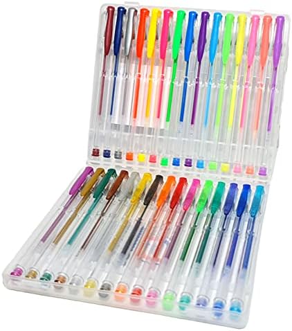 Zactly Exclusive Box of 30 Assorted Colouring Gel Pens for Kids or Adults Colouring - Set of 30 Assorted Gel Pens: Glitter Pens, Metallic Pens, Pastel Pens and Neon Pens Along With Plastic Carry Case