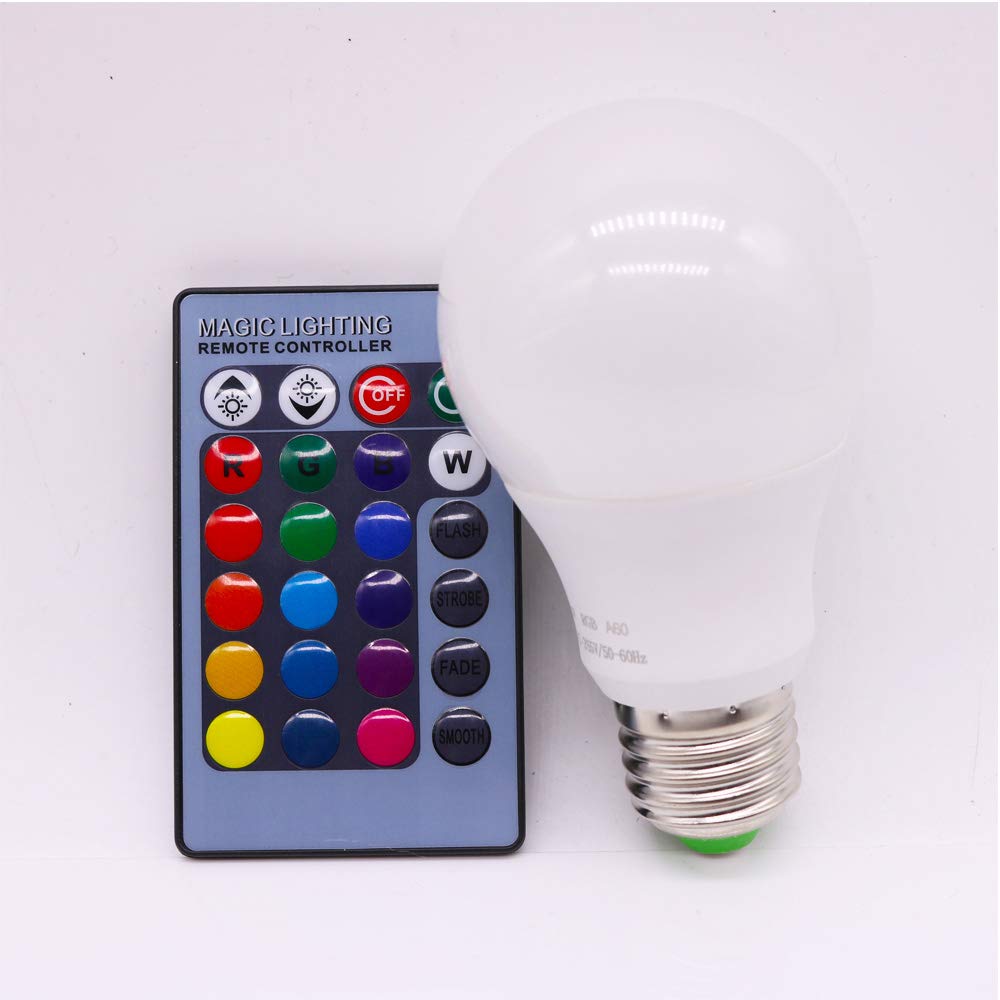 E27 RGB Glühbirne Mit Fernbedienung – 3W, Dimmbar, 12 Farben + Warm-/Kaltweiß – Für Partys, Wohnzimmer, Bar (2 Stück)