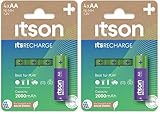 ITSON, Akkus AA, 4 Stück, Kapazität mit min. 2000 mAh, Verpackung 95% recycelt, Made in Japan, am besten für Fernbedienungen, Taschenlampen, Uhren (Packung mit 2)
