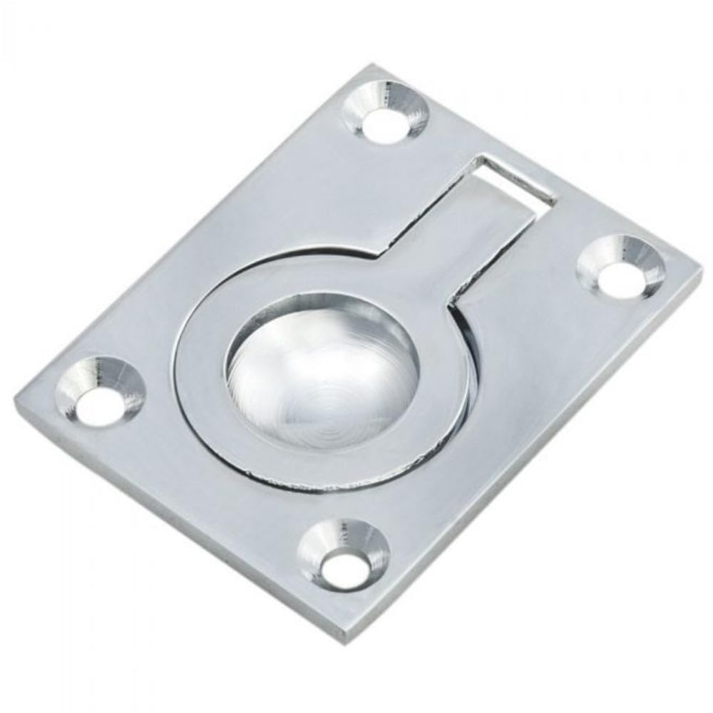 Loops Polished Chrome Flush Ring Recessed Pull Handle 63 X 50Mm 12Mm Depth Sliding