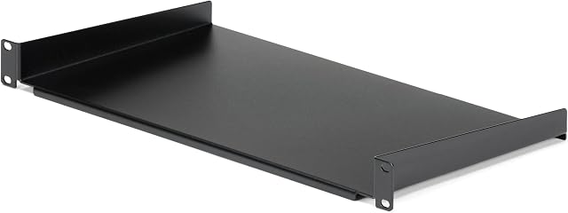 StarTech.com 1U Fixed Server Rack Mount Shelf - 10in Deep Steel Universal Cantilever Tray for 19" AV/ Network Equipment Rack - Heavy Duty Steel - Weight Capacity 44lbs/20kg, Black (CABSHELF1U10)