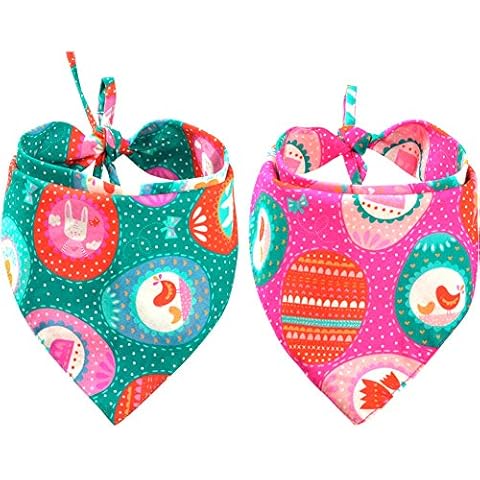 2 Pack Easter Dog Bandana Reversible Triangle Bibs Scarf Accessories for Dogs Cats Pets Animals Cover