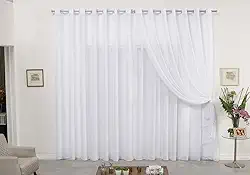 Cortina De Varão Voil Duplo Branco 3,00x2,80 Sala Quarto