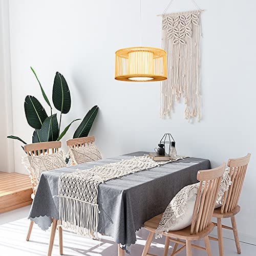 Aeyee Bamboo Pendant Light Fixture 1 Light Rattan Pendant Lamp Drum Shaped Woven Hanging Light for Kitchen Island Nursery - Image 6