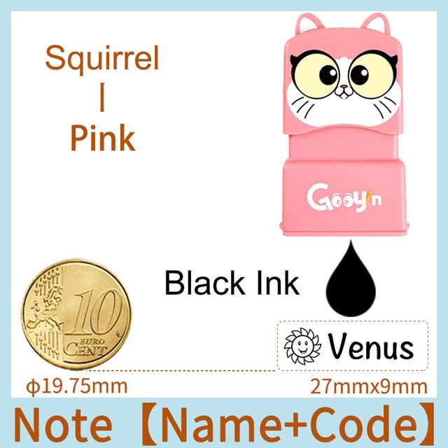 ТоуAE - Custom Stamp For Clothing DIY Logo Name Stamp For Clothes Boys Girls Teacher Student Customized Seal For Shopper No Fade 01-08 (Squirrel-Pink from UAE)