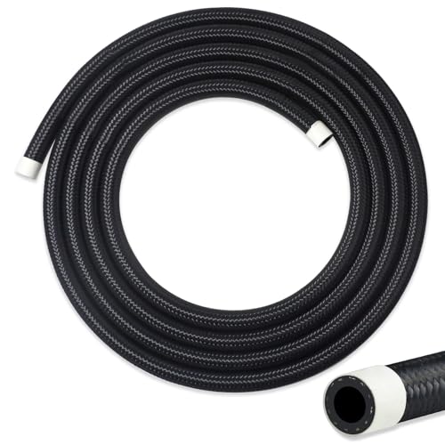 VWTNI 6AN Fuel Line 6AN 3/8 inch CPE Fuel Hose 10FT Transmission/Oil Cooler Lines Nylon Braided Fuel Line Hose.
