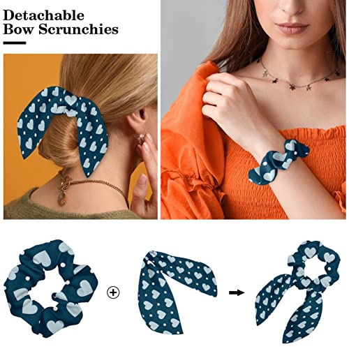 Lot de 6 chouchous pour cheveux motif zèbre et cœur bleu pour queue de cheval - 4