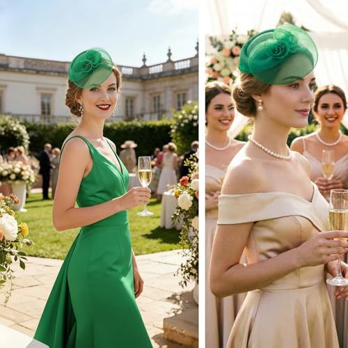 Image of DRESHOW Fascinators Hat Feather Headband Women's Fascinators Tea Party Headwear with Clip Flower Head Band for Girls & Women