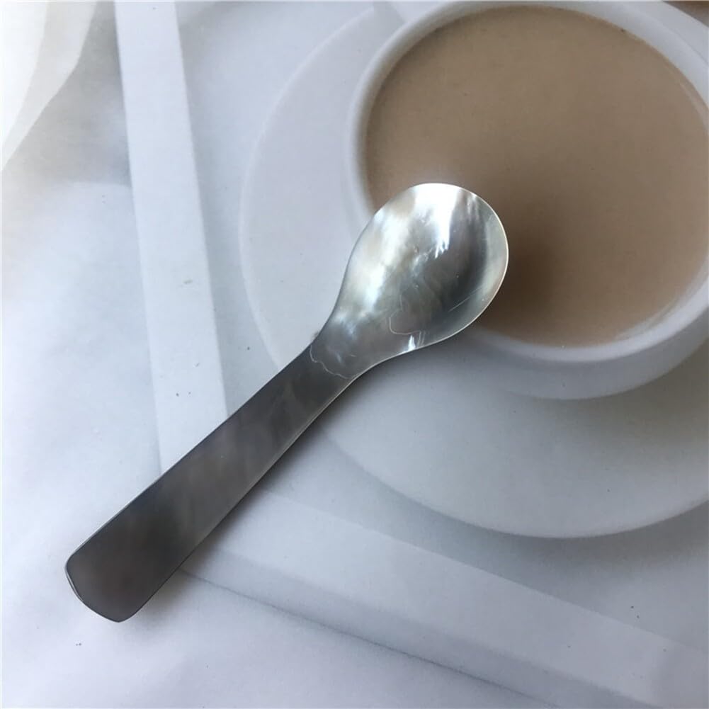 Surakey Black Mother of Pearl Caviar Spoons for Caviar, Egg, Icecream, Coffee Serving, Caviar Shell Spoon Pearl Shell Spoon Ice Cream Scoop Jam Applying Spoon Soup Eating (9x2cm), 3.54inx0.79in