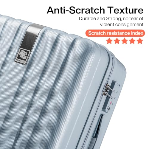 Image of Hanke 20 Inch Carry On Luggage 22x14x9 Airline Approved Lightweight PC Hard Shell Suitcases with Wheels Travel Luggage Rolling Suitcase Travel Luggage Bag for Weekender(Gray)