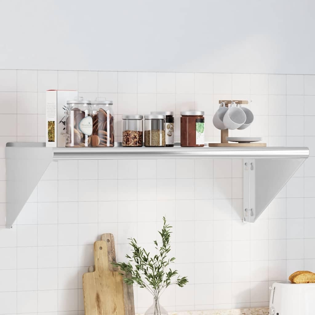 vidaXL Estante de Pared Acero Inoxidable Plateado 100x45x31 cm, Estante Flotante, Estante Flotante de Pared, Estante de Cuarto de Servicio