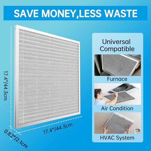 Image of UBeesize 18x18x1 Reusable Electrostatic Air Filter HVAC AC Furnace Filter,MERV 8, Washable, Lasts a Lifetime,Permanent Air Filter,Breathe Fresher,Home And Office(Actual Size:17.44x17.44x0.82 Inch)