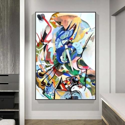 Toile Kandinsky impression d'art célèbre abstraite 50x70 cm avec cadre pour décoration murale