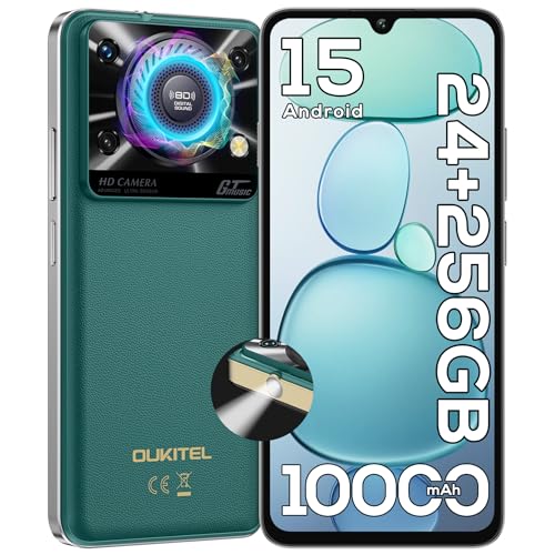 OUKITEL C60 PRO Android 15 Mobile Phones(307g)-10000mAh Battery, 24GB+256GB/1TB, 6.88 Display Smartphone, 110dB Speaker, 120LM Flashlight, 13MP Camera, 4G Dual SIM Free Phone Unlocked, NFC/GPS/OTG