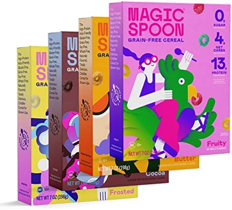 Magic Spoon Cereal, Variety 4-Pack of Cereal - Keto & Low Carb Lifestyles I Gluten & Grain Free I High Protein I 0g Sugar