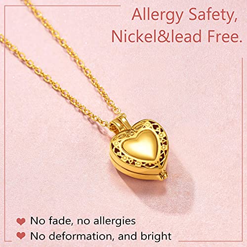 FindChic Customized Heart Shaped Urn Necklaces for Ashes with Custom Picture/Birthstone Stainless Steel/18K Gold Plated Claddagh/Angel Wing Pendant Waterproof Keepsake Cremation Jewelry, with Gift Box3