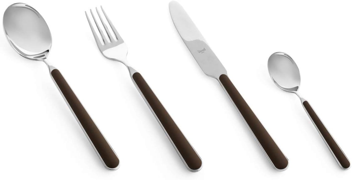 Mepra Fantasia 24-Piece Kitchen Set – Tobacco Finish Handles Dishwasher Safe Cutlery