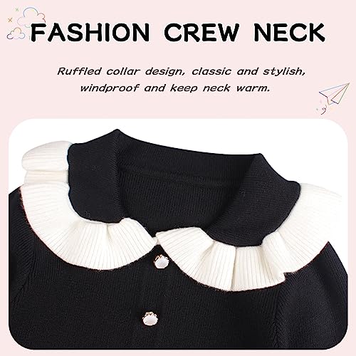 Peecabe Ruffles Toddler Girls Sweater Dress Soft Warm Long Sleeve V-Neck 2-6T Knitted Dress for Fall Winter3