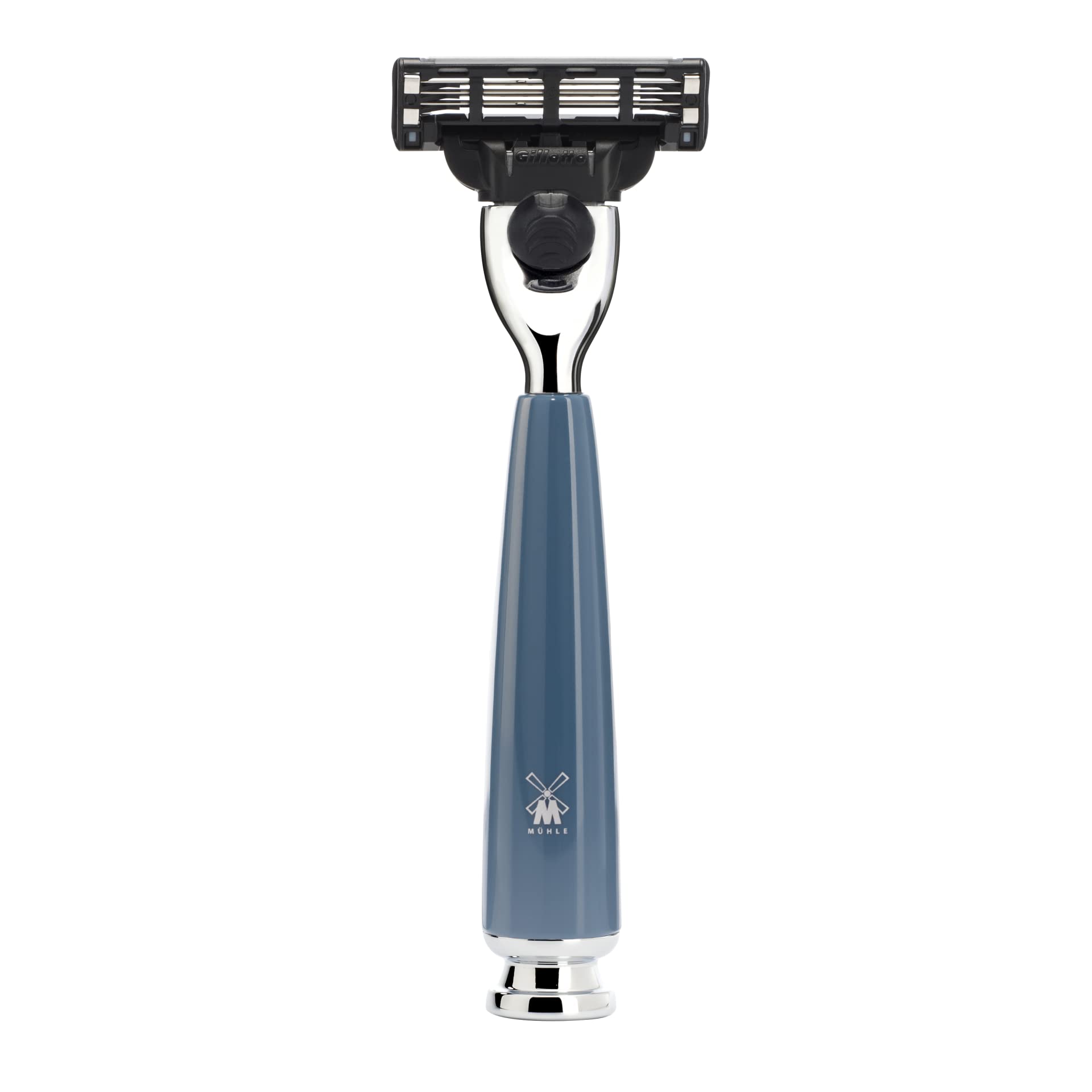 MÜHLE Set di rasatura con ciotola, serie Rytmo, peli di tasso puro, compatibile con lame Gillette, resina preziosa, petrolio