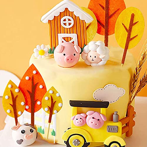 JeVenis Farm Animal Cake Decoration Sheep Cake Topper Farm Animal Birthday Decoration Cow Cake Decoration Pig Cake Topper for Farm Animal Baby Shower Birthday Party Decorations