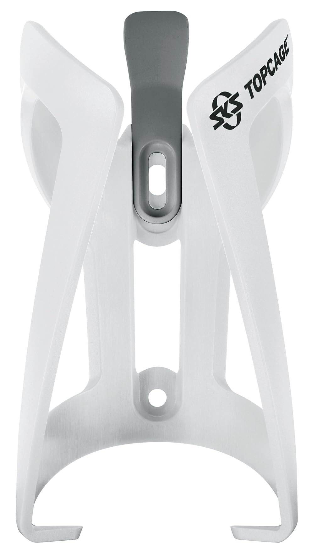 SKS Germany TOPCAGE Porte-bidon pour vélos (Porte-bidon pour vélos en Plastique très résistant et léger, butée réglable, Crochets d'arrêt Variables pour Un Blocage sûr), Blanc