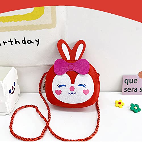 Image of SYGA Children Rabbit & Bow Sling Messenger Bag Coin Bag Cartoon Backpack PU Leather Kitten Handbag for Toddlers Kids