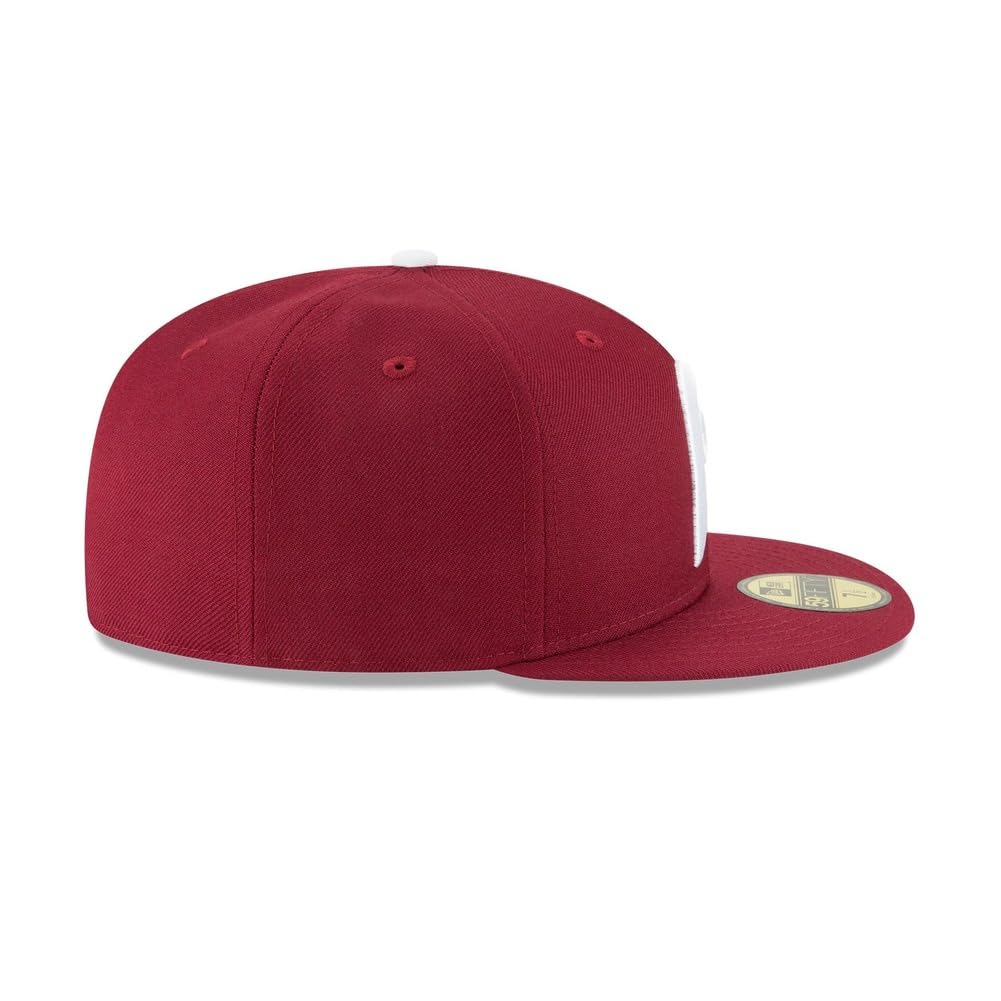 New Era MLB 59FIFTY Philadelphia Phillies Maroon Team Color Cooperstown Authentic Collection Fitted On Field Baseball Cap Hat
