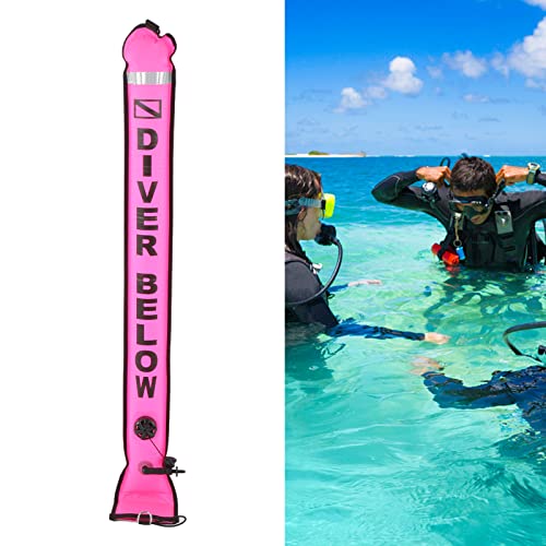 Marqueur gonflable de plongée rose avec bandes réfléchissantes
