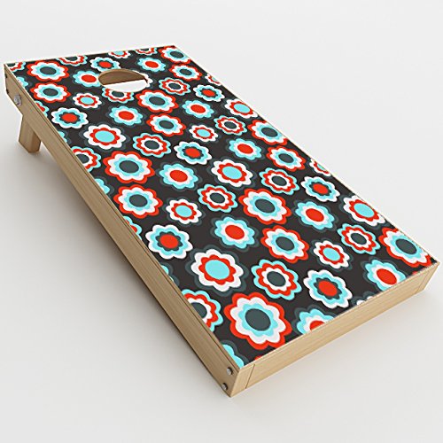 Skin Decal Vinyl Wrap for Cornhole Game Board Bag Toss/Retro Flowers