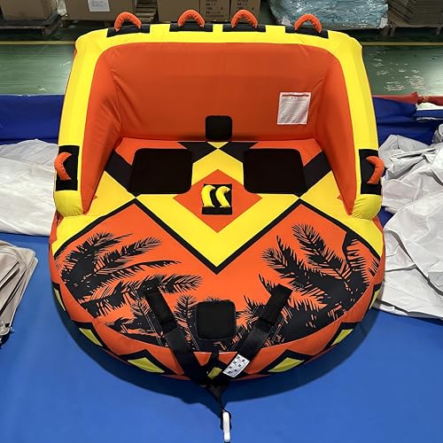 SMOOL Tubes for Boats,Inflatable Pull Boats/Boat Tube/Water Tube,Front&Back Tow Points with Heavy-Duty Thick Nylon Cover for Water Sports (Orange, 1-2 Person)